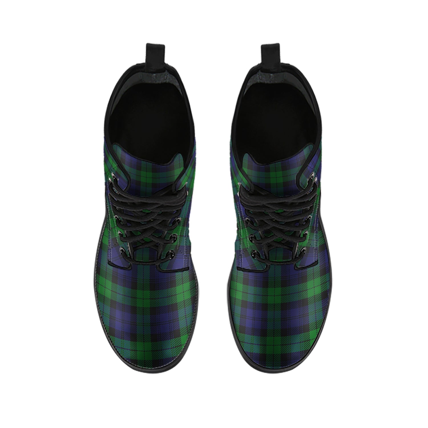 Black Watch Tartan Leather Boots - Tartanvibesclothing