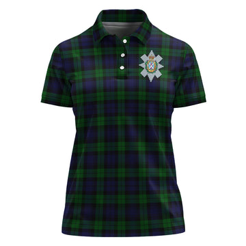 Black Watch Tartan Polo Shirt with Family Crest For Women - Tartan Vibes Clothing