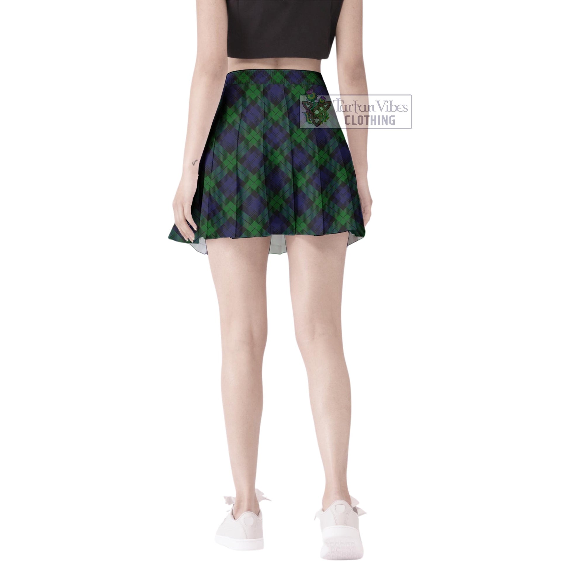 Tartan Vibes Clothing Black Watch Tartan Women's Plated Mini Skirt