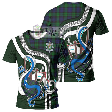 Black Watch Tartan T-Shirt with Epic Bagpipe Style - Tartanvibesclothing Shop