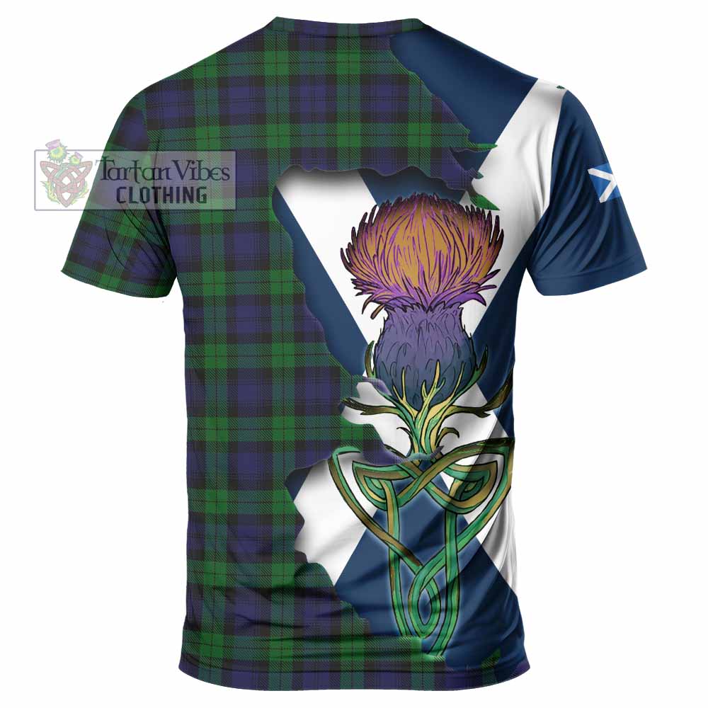 Tartan Vibes Clothing Black Watch Tartan Family Crest T-Shirt Scottish Thistle Celtic Inspired
