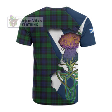 Tartan Vibes Clothing Black Watch Tartan Family Crest Cotton T-shirt Scottish Thistle Celtic Inspired