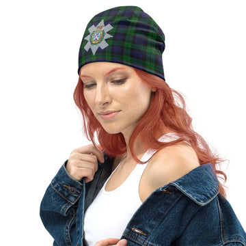 Black Watch Tartan Beanies Hat with Family Crest