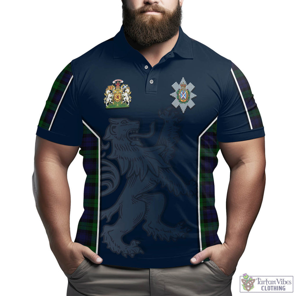 Tartan Vibes Clothing Black Watch Tartan Men's Polo Shirt with Family Crest and Lion Rampant Vibes Sport Style