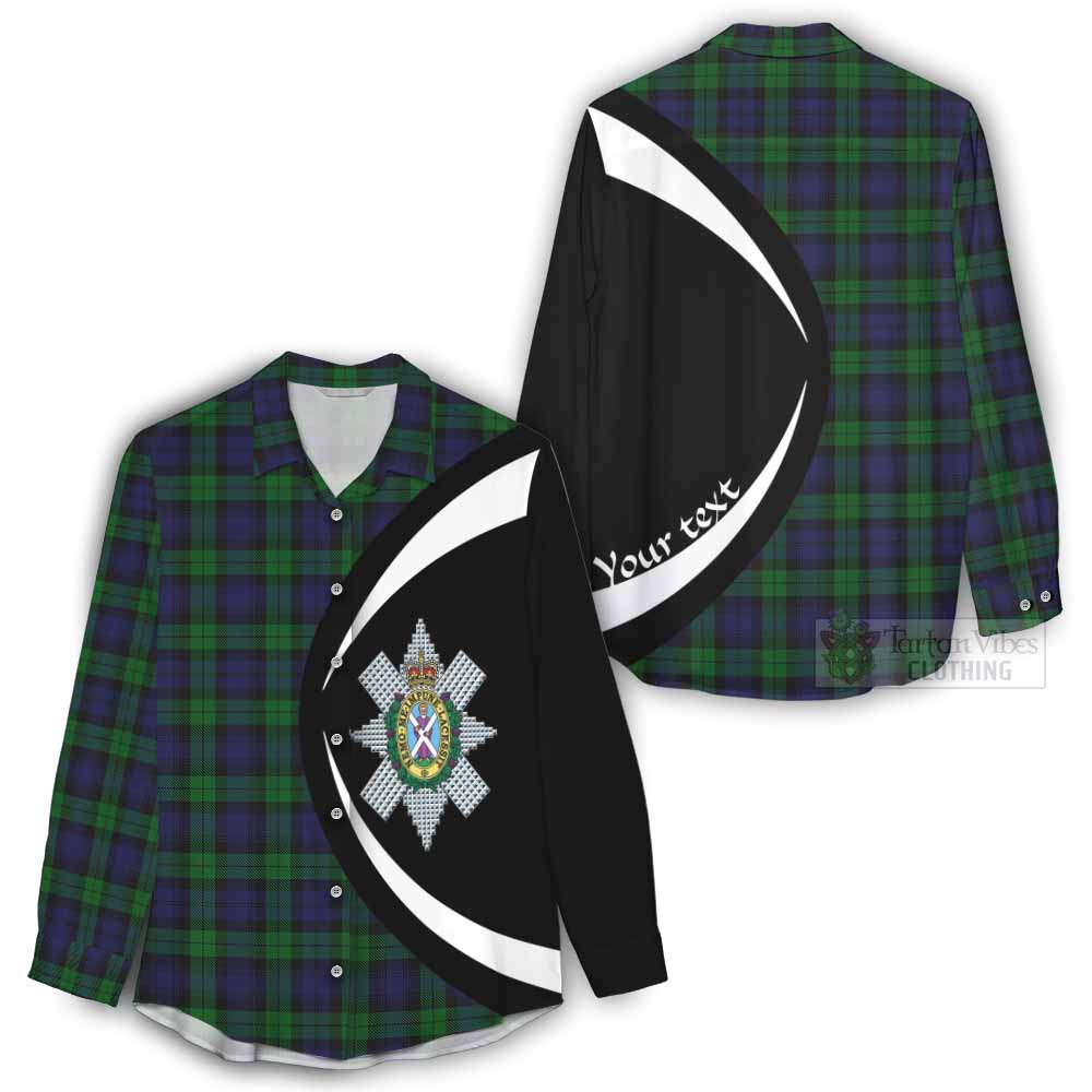 Tartan Vibes Clothing Black Watch Tartan Women's Casual Shirt with Family Crest Circle Style