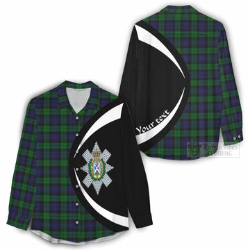 Tartan Vibes Clothing Black Watch Tartan Women's Casual Shirt with Family Crest Circle Style