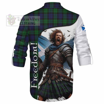 Tartan Vibes Clothing Black Watch Crest Tartan Ghillie Kilt Shirt Inspired by the Freedom of Scottish Warrior