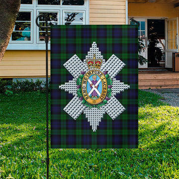 Black Watch Tartan Garden Flag with Family Crest