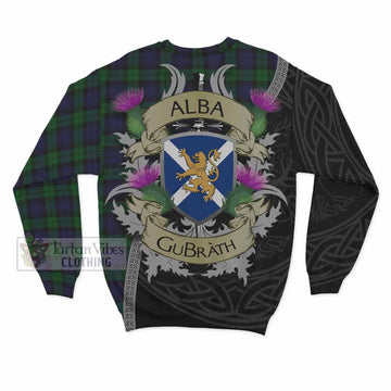 Tartan Vibes Clothing Black Watch Tartan Family Crest Sweatshirt Lion Rampant Royal Thistle Shield Celtic Inspired