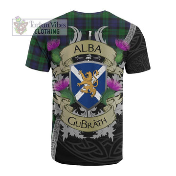 Tartan Vibes Clothing Black Watch Tartan Family Crest Cotton T-shirt Lion Rampant Royal Thistle Shield Celtic Inspired