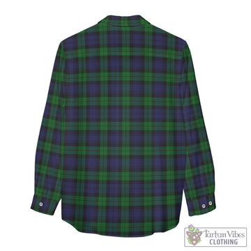 Black Watch Tartan Womens Casual Shirt with Family Crest