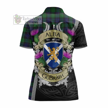 Tartan Vibes Clothing Black Watch Tartan Family Crest Women's Polo Shirt Lion Rampant Royal Thistle Shield Celtic Inspired