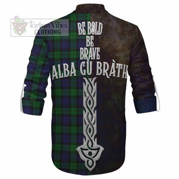 Black Watch Tartan Family Crest Ghillie Kilt Shirt Alba Gu Brath Be Brave Lion Ancient Style