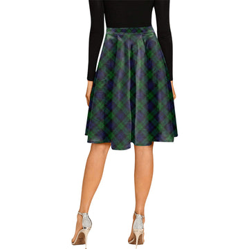 Black Watch Tartan Melete Pleated Midi Skirt Cross Style