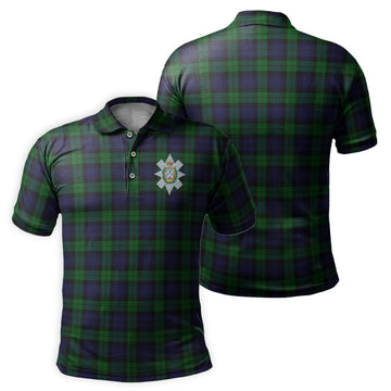 Black Watch Tartan Men's Polo Shirt with Family Crest