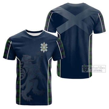 Tartan Vibes Clothing Black Watch Tartan Cotton T-shirt with Family Crest and Lion Rampant Vibes Sport Style