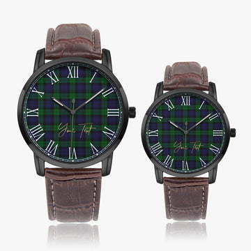 Black Watch Tartan Personalized Your Text Leather Trap Quartz Watch