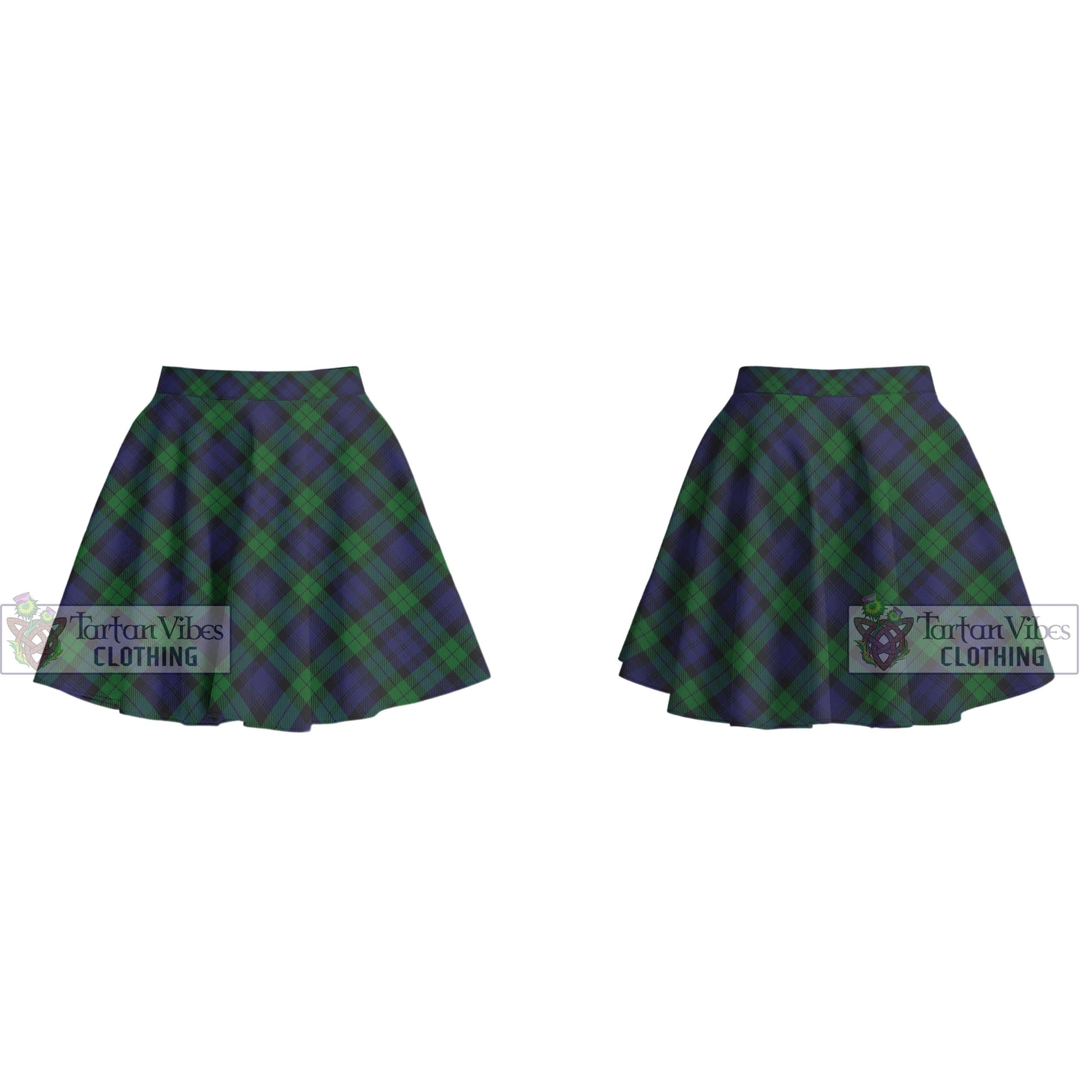 Tartan Vibes Clothing Black Watch Tartan Women's Plated Mini Skirt