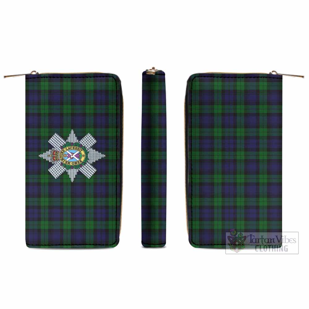Tartan Vibes Clothing Black Watch Tartan Women's Leather Wallet with Family Crest