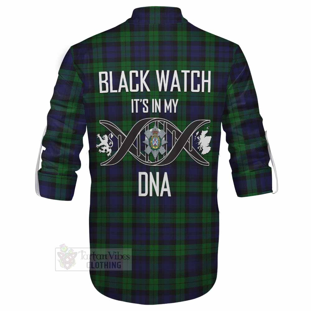 Tartan Vibes Clothing Black Watch Tartan Ghillie Kilt Shirt with Family Crest DNA In Me Style