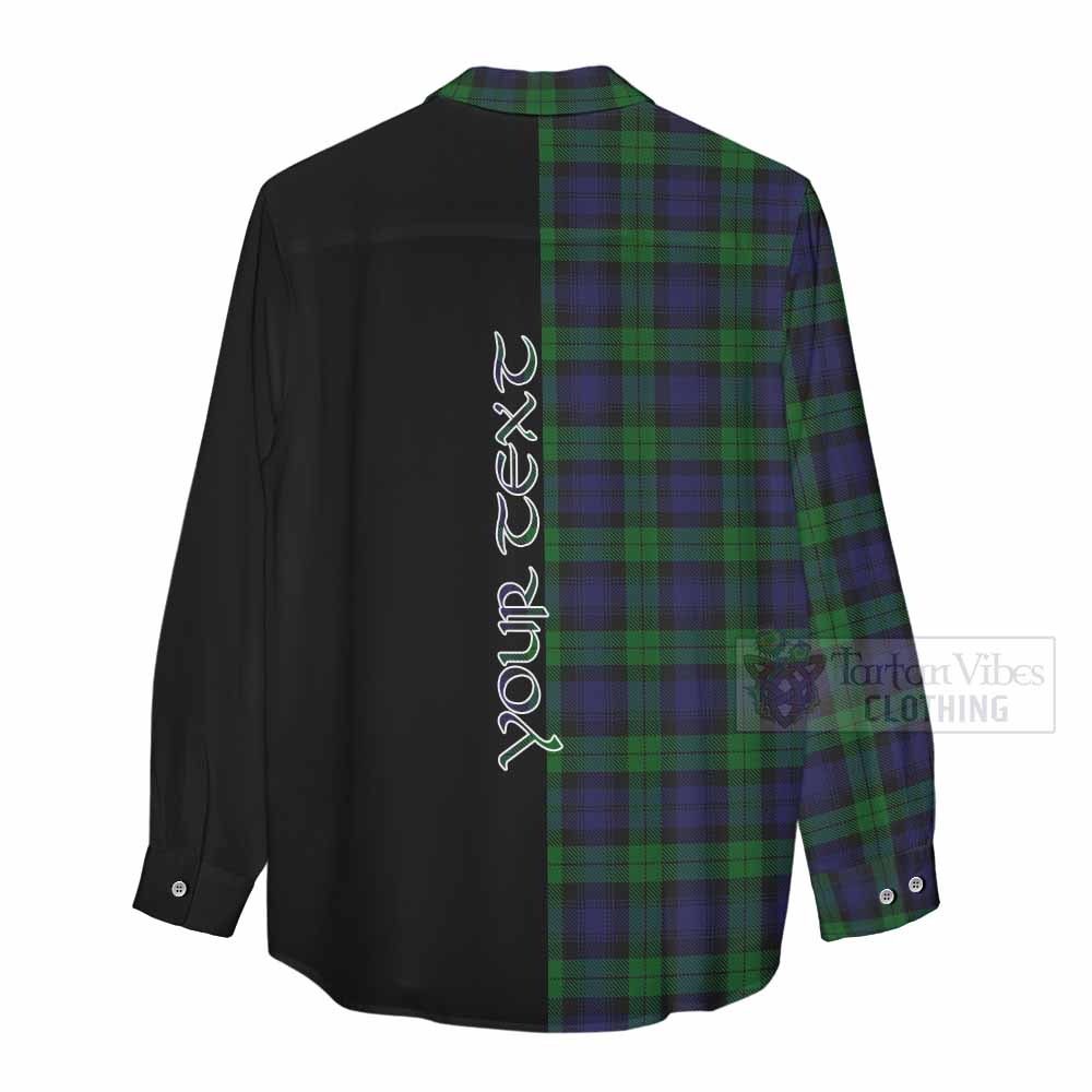 Tartan Vibes Clothing Black Watch Tartan Women's Casual Shirt with Family Crest and Half Of Me Style