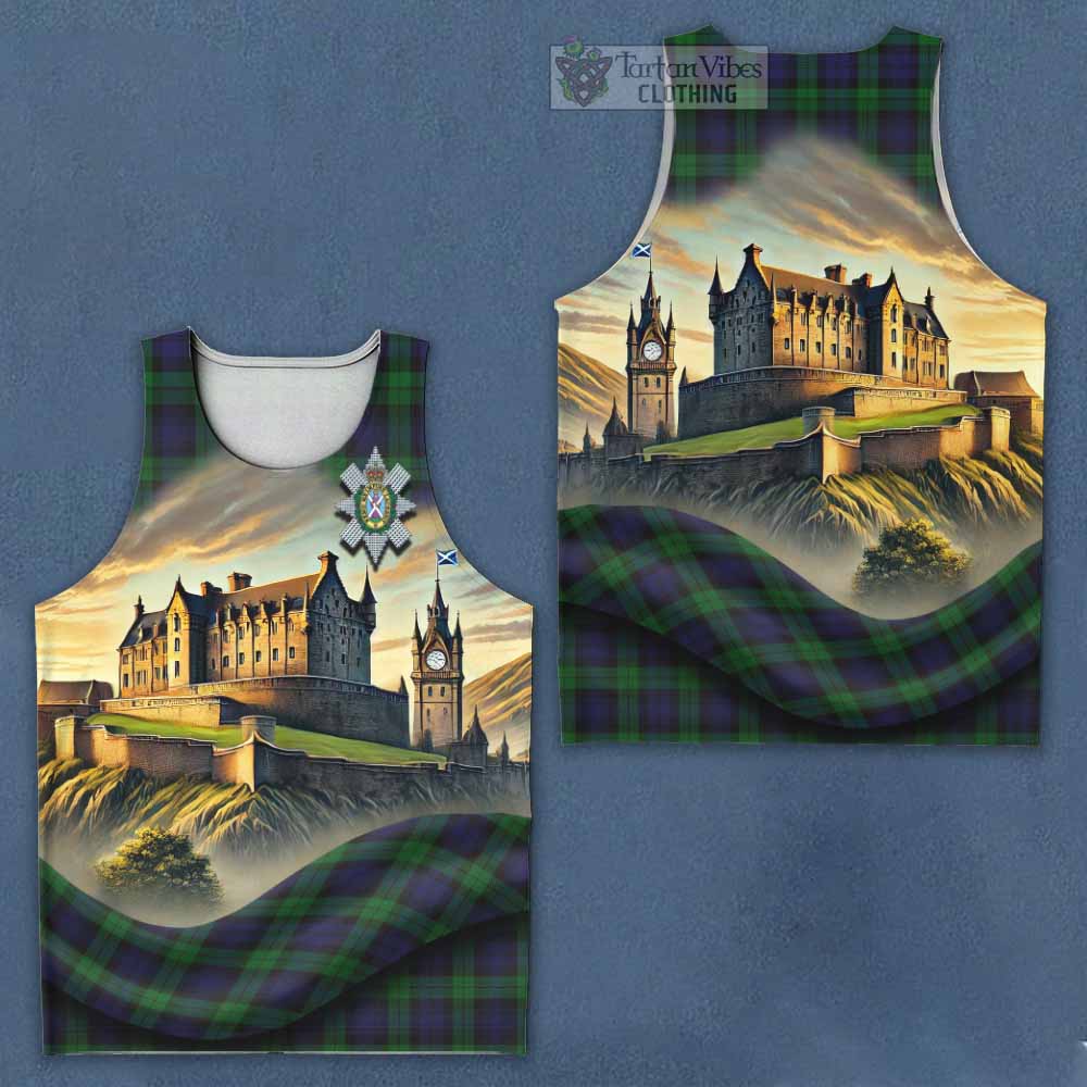 Tartan Vibes Clothing Black Watch Tartan Family Crest Men's Tank Top with Scottish Ancient Castle Style
