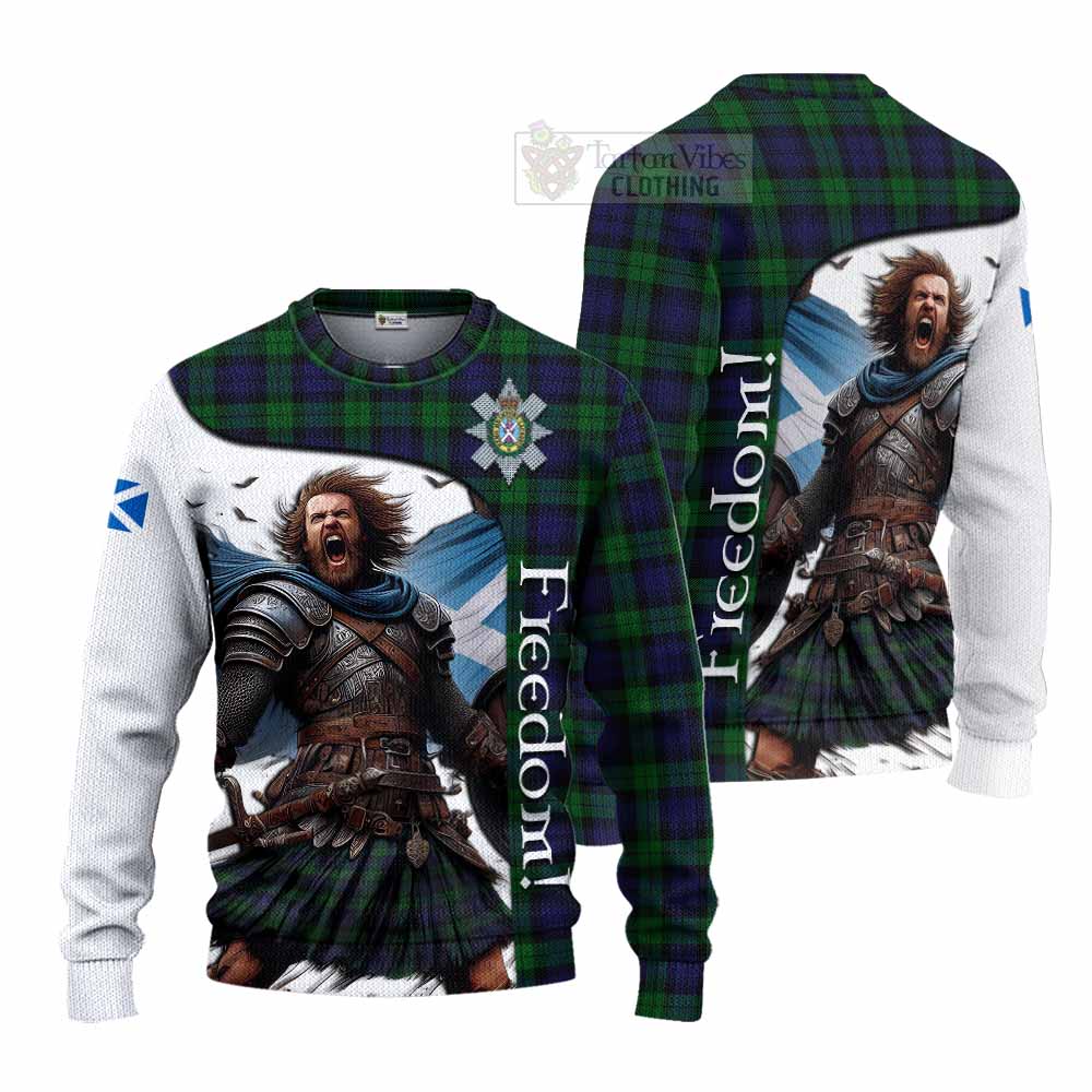 Tartan Vibes Clothing Black Watch Crest Tartan Knitted Sweater Inspired by the Freedom of Scottish Warrior