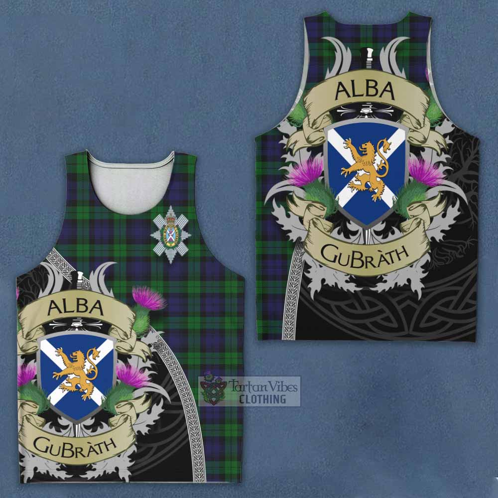 Tartan Vibes Clothing Black Watch Tartan Family Crest Men's Tank Top Lion Rampant Royal Thistle Shield Celtic Inspired