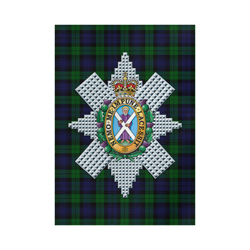 Black Watch Tartan Garden Flag with Family Crest