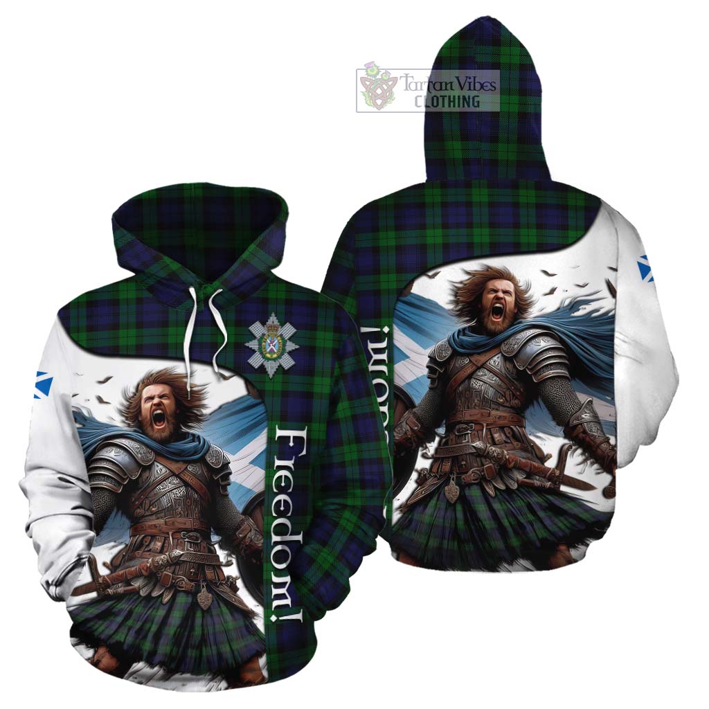 Tartan Vibes Clothing Black Watch Crest Tartan Cotton Hoodie Inspired by the Freedom of Scottish Warrior