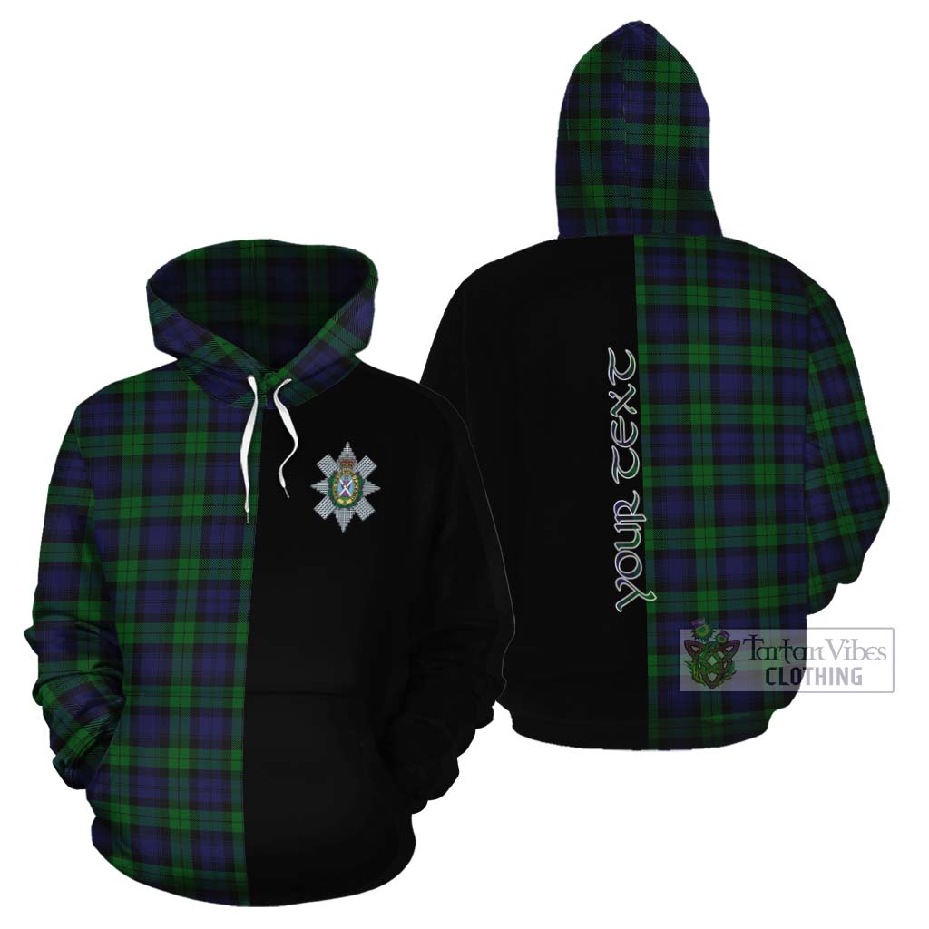 Tartan Vibes Clothing Black Watch Tartan Cotton Hoodie with Family Crest and Half Of Me Style