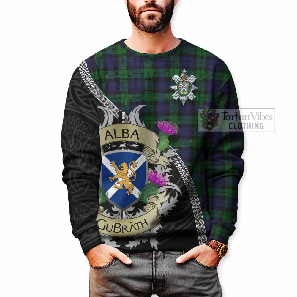 Tartan Vibes Clothing Black Watch Tartan Family Crest Sweatshirt Lion Rampant Royal Thistle Shield Celtic Inspired