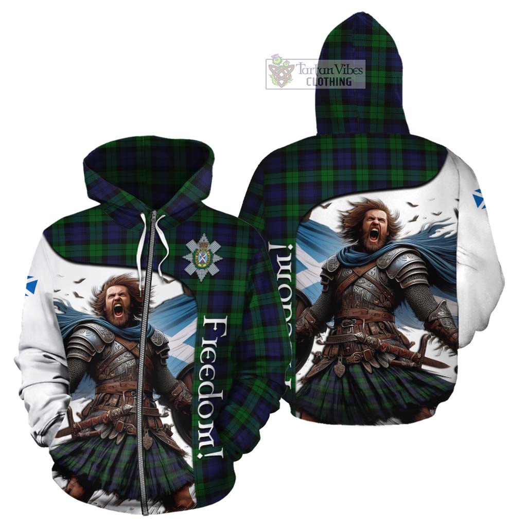 Tartan Vibes Clothing Black Watch Crest Tartan Cotton Hoodie Inspired by the Freedom of Scottish Warrior