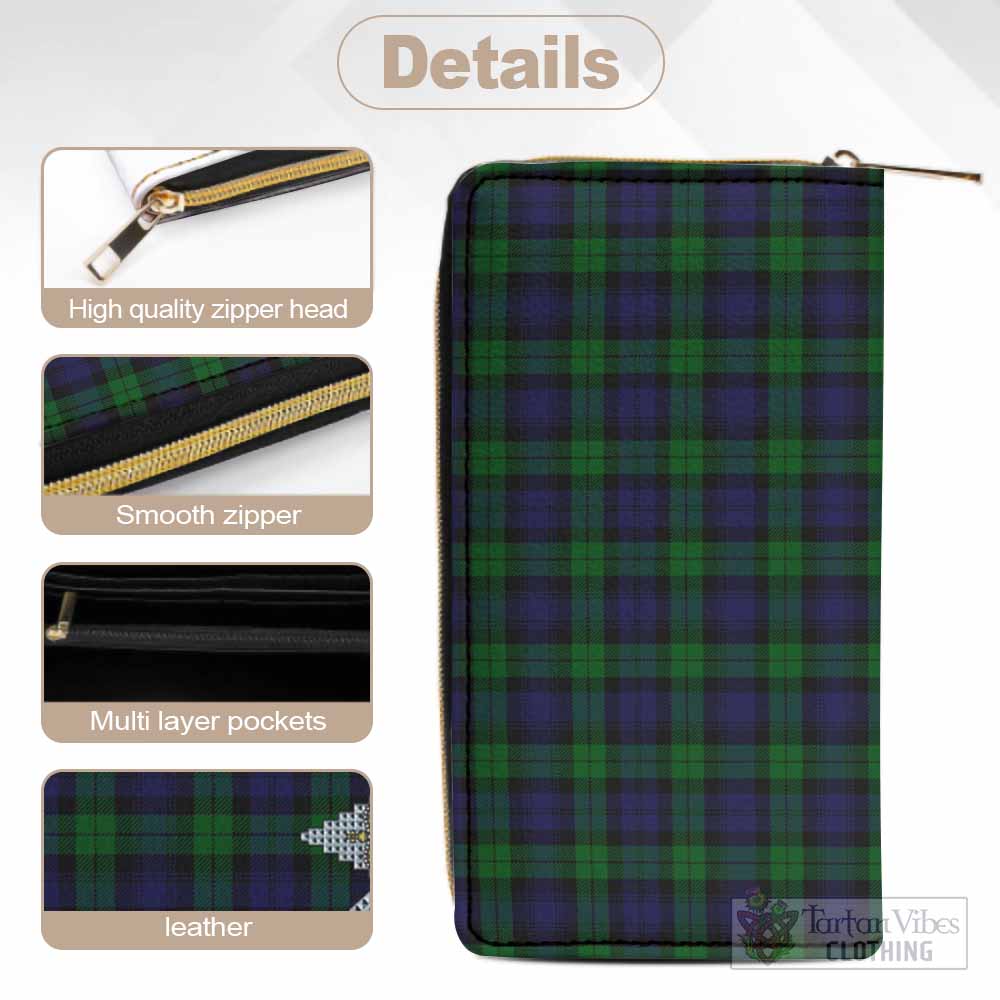 Tartan Vibes Clothing Black Watch Tartan Women's Leather Wallet with Family Crest