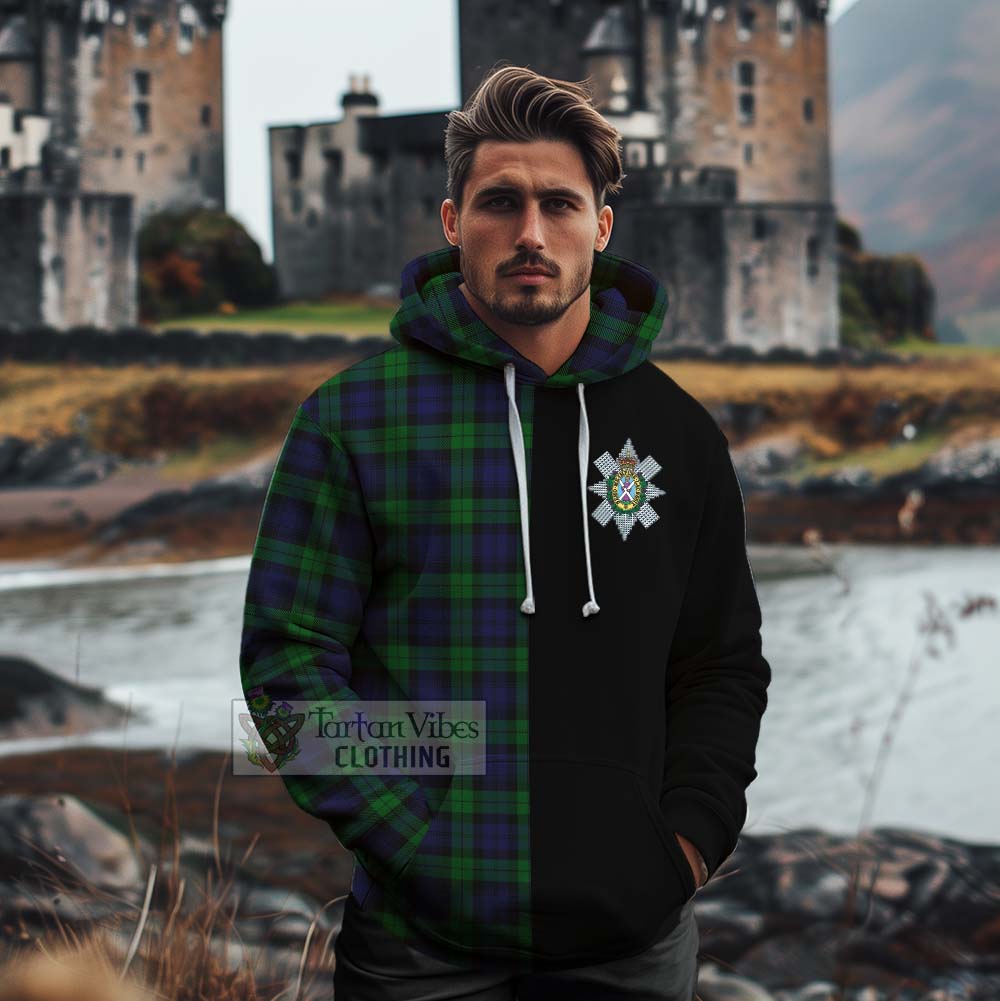 Tartan Vibes Clothing Black Watch Tartan Cotton Hoodie with Family Crest and Half Of Me Style