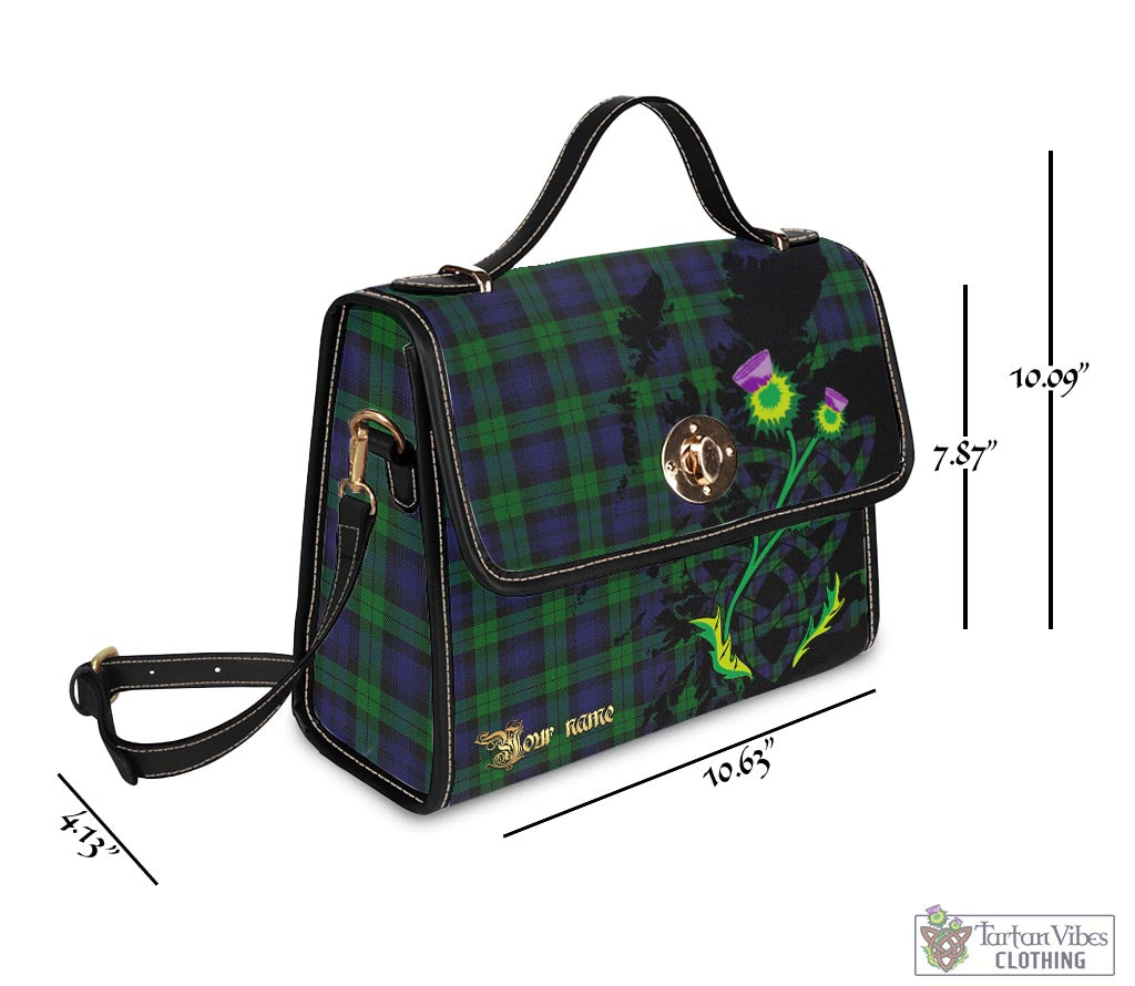 Tartan Vibes Clothing Black Watch Tartan Waterproof Canvas Bag with Scotland Map and Thistle Celtic Accents