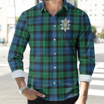 Black Watch Ancient Tartan Long Sleeve Button Up Shirt with Family Crest