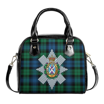 Black Watch Ancient Tartan Shoulder Handbags with Family Crest