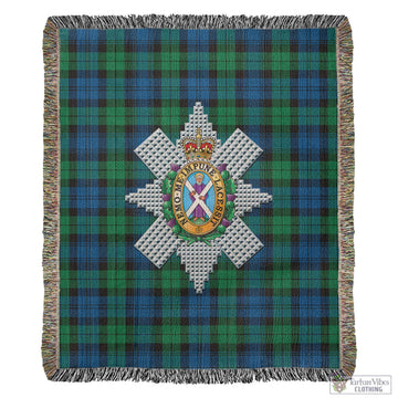 Black Watch Ancient Tartan Woven Blanket with Family Crest