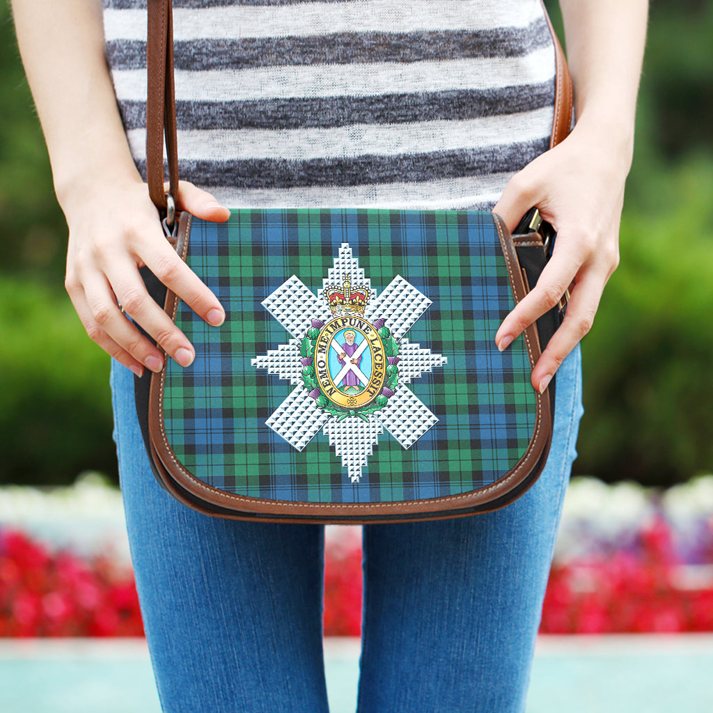 Black Watch Ancient Tartan Saddle Bag with Family Crest One Size - Tartanvibesclothing