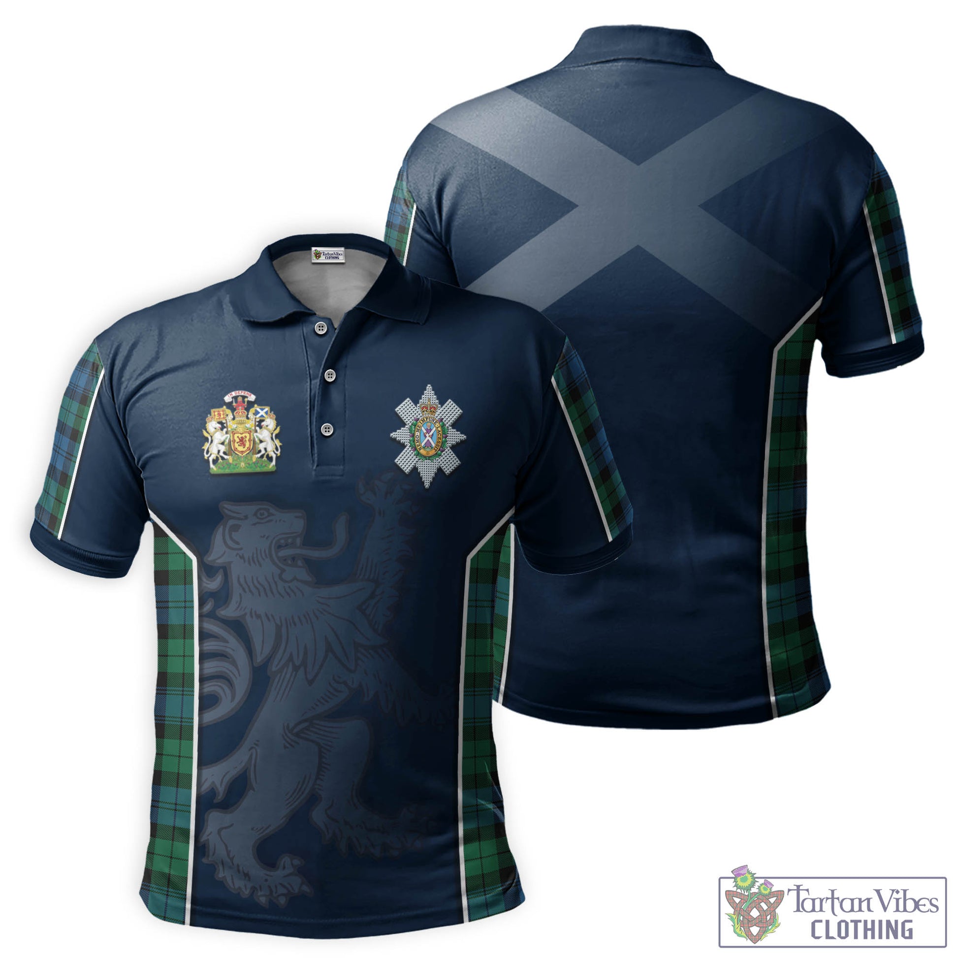 Tartan Vibes Clothing Black Watch Ancient Tartan Men's Polo Shirt with Family Crest and Lion Rampant Vibes Sport Style