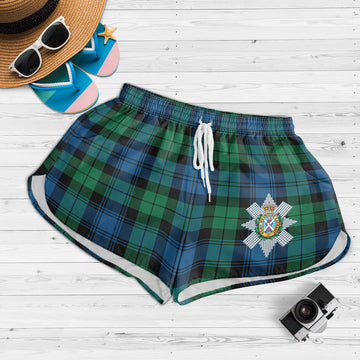 Black Watch Ancient Tartan Womens Shorts with Family Crest