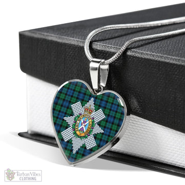 Black Watch Ancient Tartan Heart Necklace with Family Crest