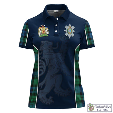 Black Watch Ancient Tartan Women's Polo Shirt with Family Crest and Lion Rampant Vibes Sport Style