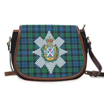 Black Watch Ancient Tartan Saddle Bag with Family Crest