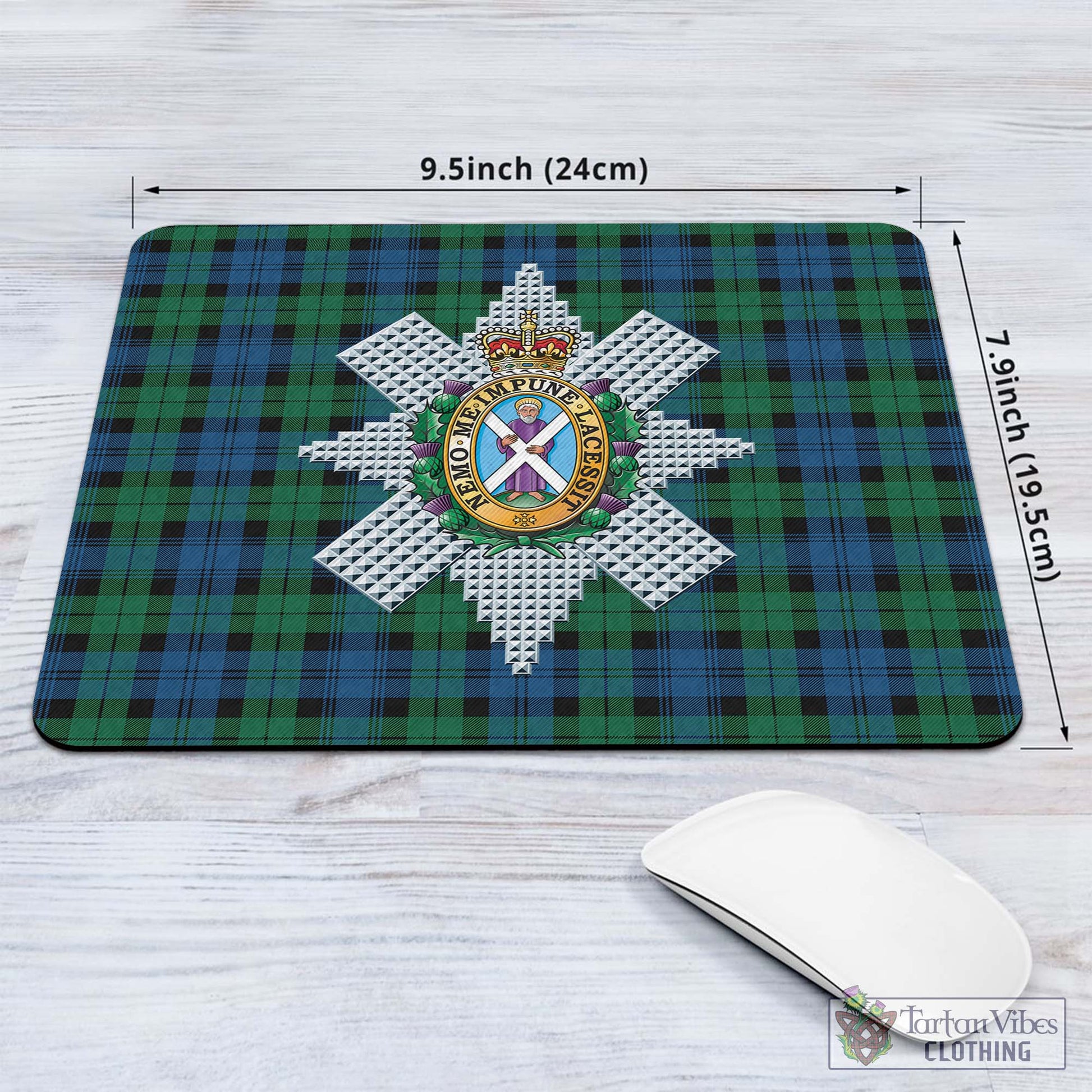 Tartan Vibes Clothing Black Watch Ancient Tartan Mouse Pad with Family Crest