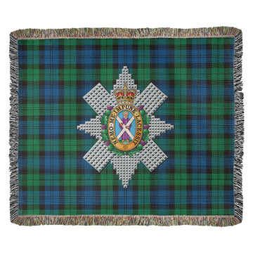 Black Watch Ancient Tartan Woven Blanket with Family Crest