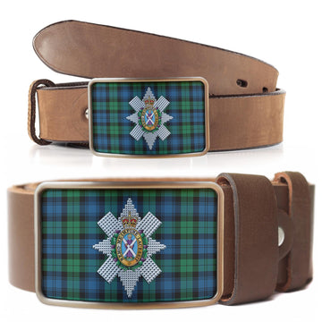 Black Watch Ancient Tartan Belt Buckles with Family Crest