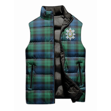 Black Watch Ancient Tartan Sleeveless Puffer Jacket with Family Crest