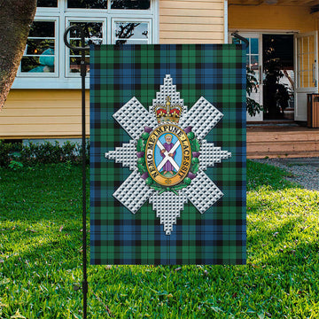 Black Watch Ancient Tartan Flag with Family Crest